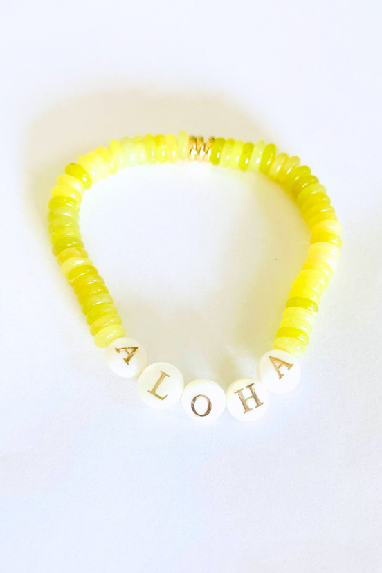 Hawaiian word mother of pearl gem friendship bracelet