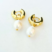 LG Freshwater Pearl Drop Huggie Hoop Earrings