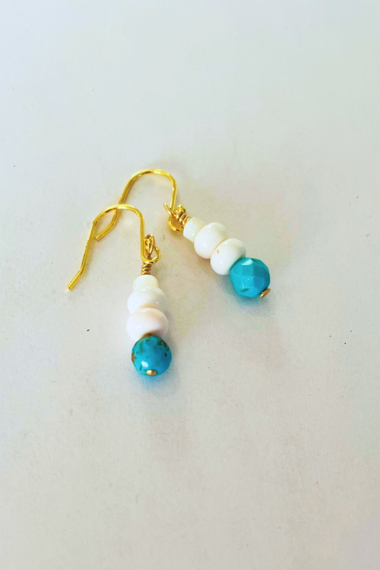 Queen Conch + Turquoise Earrings
