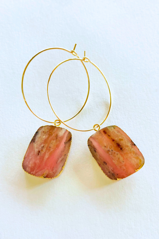 1" Mini Hoop ~ Natural Pink Opal