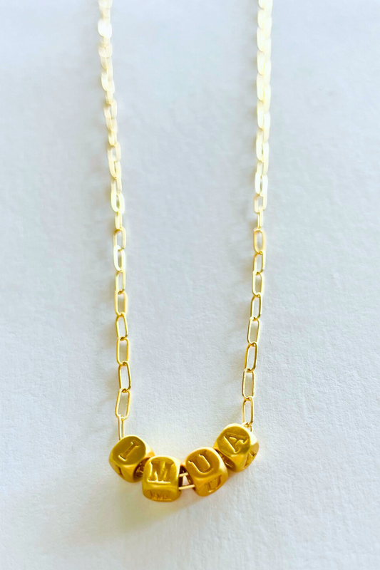 Hawaiian positive saying - cube minimalist necklace