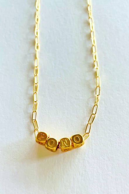 Hawaiian positive saying - cube minimalist necklace