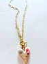 White Enamel Eye Heart Toggle Necklace