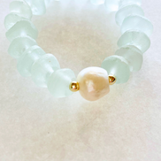 Maui Frosted Beach Glass + Baroque Pearl Bracelet