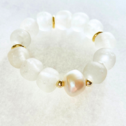 Maui Frosted Beach Glass + Baroque Pearl Bracelet