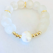 Maui Frosted Beach Glass + Baroque Pearl Bracelet