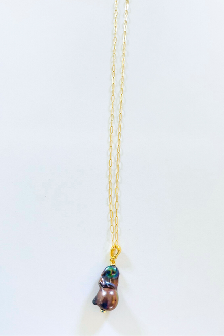 Purple Flameball Pearl Necklace