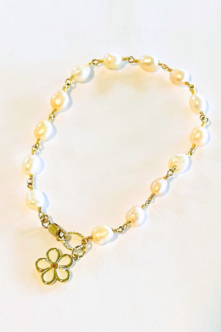 Plumeria Pearl Bracelet