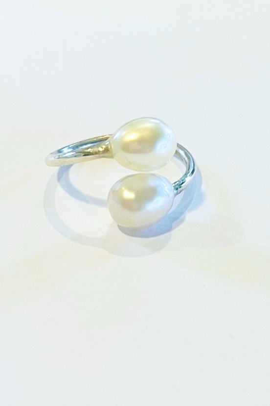 Silver Edison Pearl Wrap Ring
