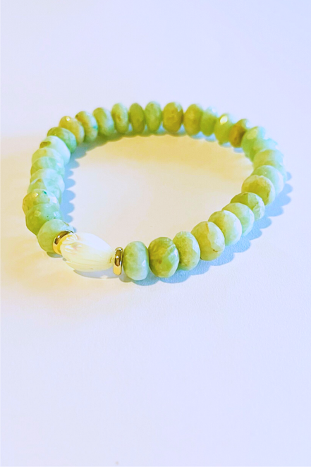 White Pikake Amazonite Bracelet