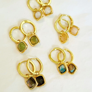 16K Gold-filled Gem Charm Huggie Earrings