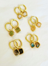 16K Gold-filled Gem Charm Huggie Earrings