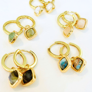 16K Gold-filled Gem Charm Huggie Earrings