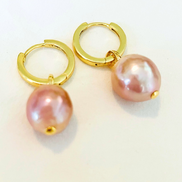 LG Freshwater Pearl Drop Huggie Hoop Earrings
