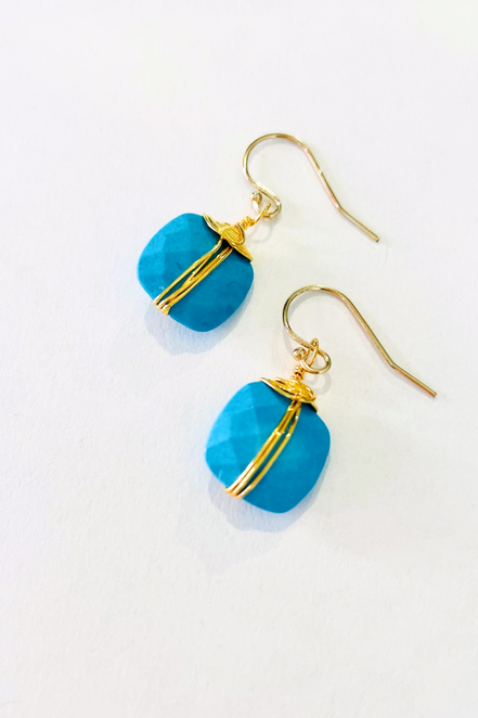 Wire Wrapped Gemstone Earrings